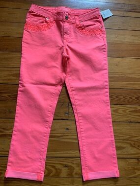 SALE! 😎 Cat & Jack Bright Coral Pink Girls' Stretch Jeans Size 14